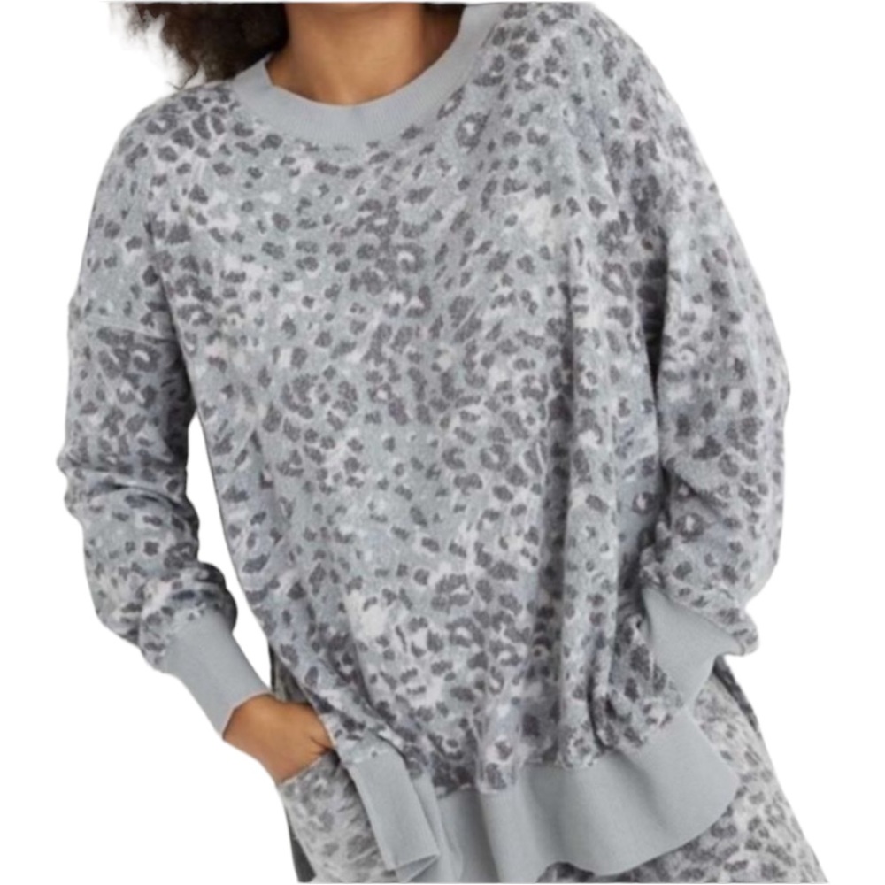 Aerie Leopard Print Sweatshirt Gray S